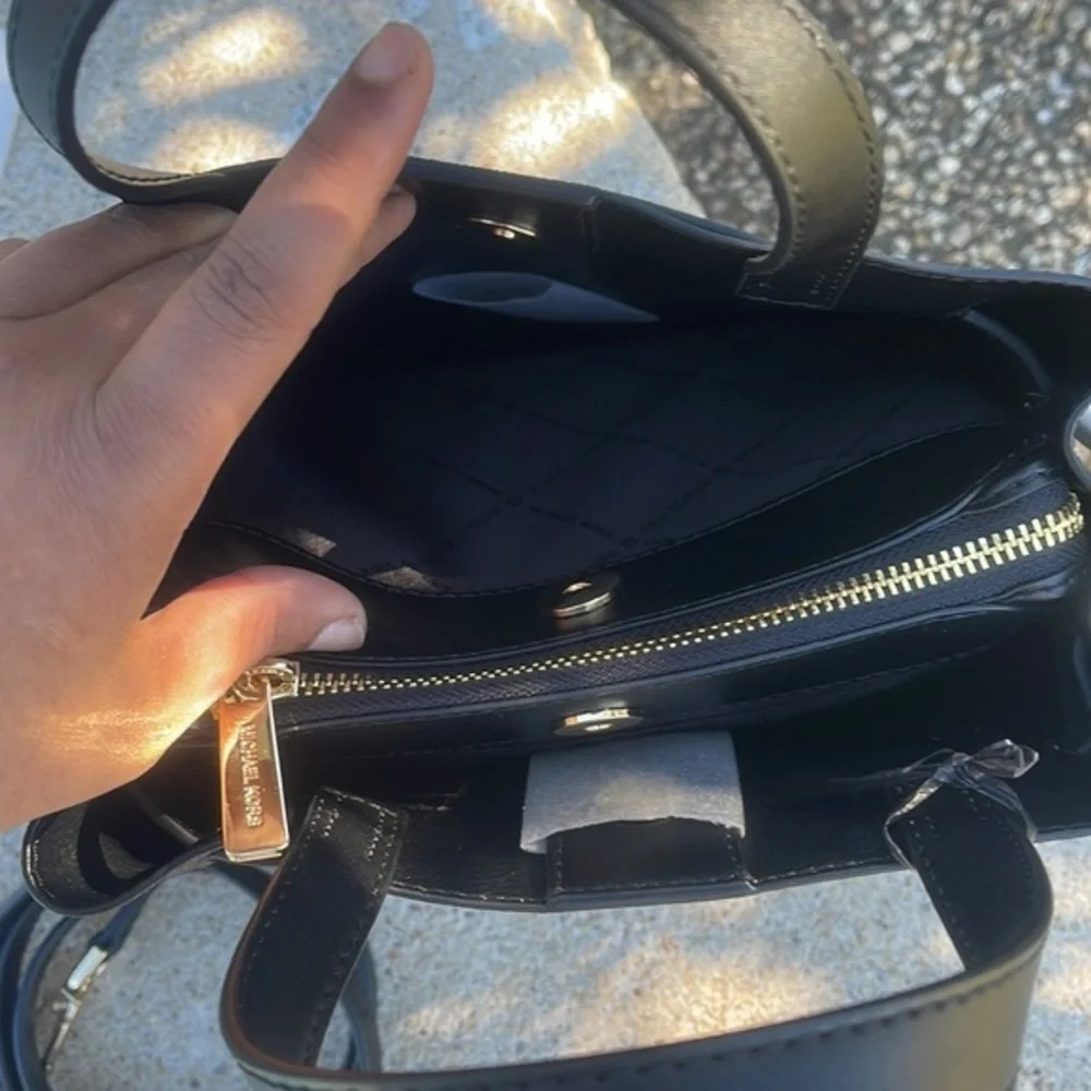 Michael Kors Small Satchel Crossbody Bag Black MK Signature